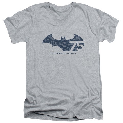 Batman-75 Year Collage - Short Sleeve Adult 30-1 Tee - Athletic Heather- Medium