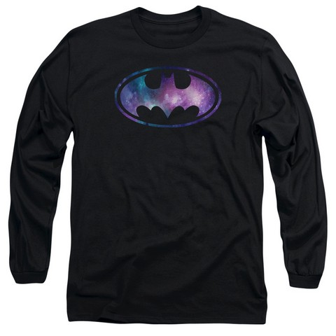 Batman-Galaxy Signal - Long Sleeve Adult 18-1 Tee - Black- Medium