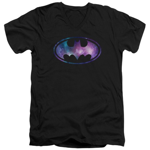 Batman-Galaxy Signal - Short Sleeve Adult 30-1 Tee - Black- Medium