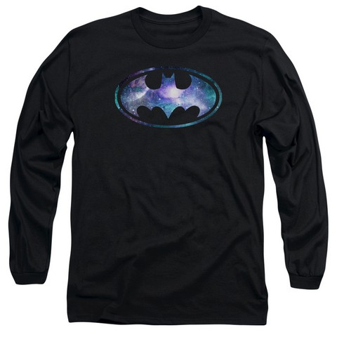 Batman-Galaxy 2 Signal - Long Sleeve Adult 18-1 Tee - Black- Medium