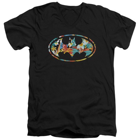 Batman-Hawaiian Bat - Short Sleeve Adult 30-1 Tee - Black- Large