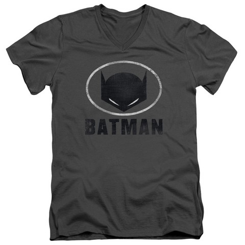 Batman-Mask In Oval - Short Sleeve Adult 30-1 Tee - Charcoal, Medium