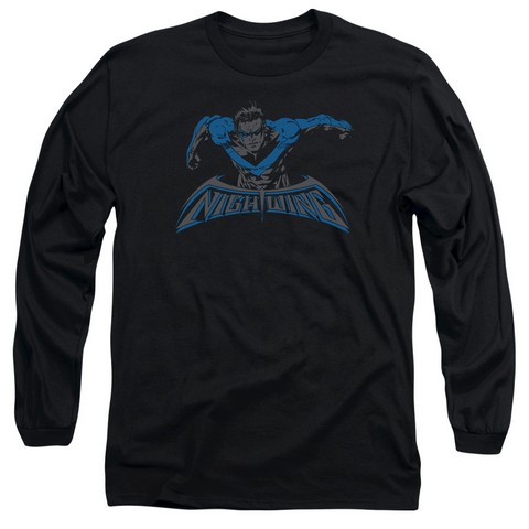 Batman-Wing Of The Night - Long Sleeve Adult 18-1 Tee - Black- Extra Large