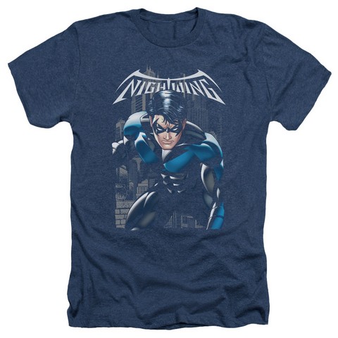 Batman-A Legacy - Adult Heather Tee - Navy- Small