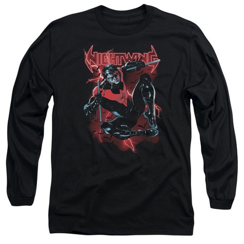 Batman-Lightwing - Long Sleeve Adult 18-1 Tee - Black- Extra Large