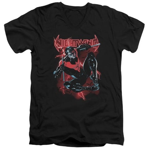 Batman-Lightwing - Short Sleeve Adult 30-1 Tee - Black- Large