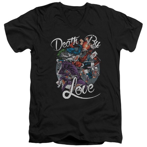 Batman-Death By Love - Short Sleeve Adult 30-1 Tee - Black- Medium