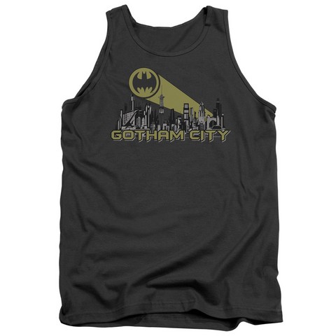 Batman-Gotham Skyline - Adult Tank Top - Charcoal- Medium