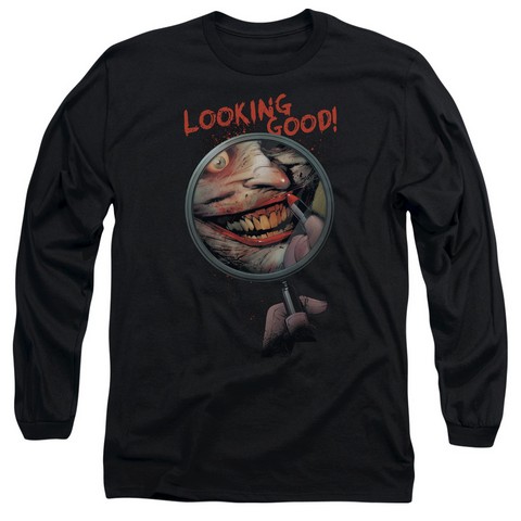 Batman-Looking Good - Long Sleeve Adult 18-1 Tee - Black- 2X