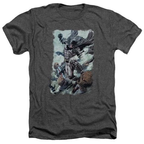 Batman-Punch - Adult Heather Tee - Charcoal- Small