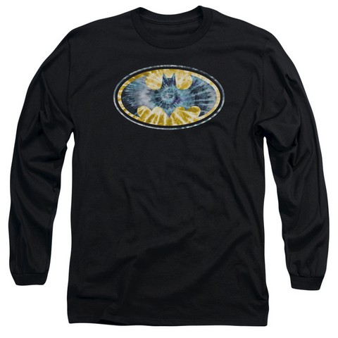 Batman-Tie Dye 3 - Long Sleeve Adult 18-1 Tee - Black- Large