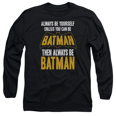 Batman-Be Batman - Long Sleeve Adult 18-1 Tee - Black- Medium