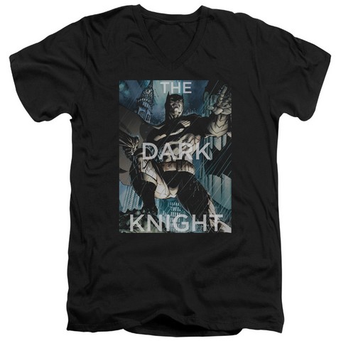Batman-Fighting The Storm - Short Sleeve Adult 30-1 Tee - Black- Medium