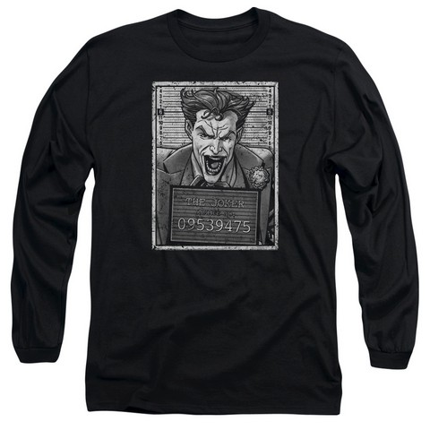 Batman-Joker Inmate Long Sleeve Adult 18-1 Tee - Black - Medium