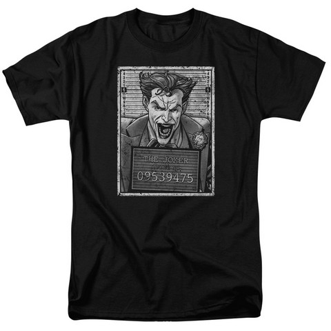 Batman-Joker Inmate Short Sleeve Adult 18-1 Tee - Black- Medium