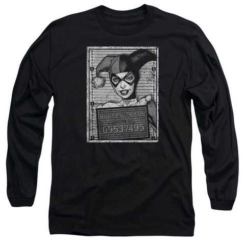 Batman-Harley Inmate - Long Sleeve Adult 18-1 Tee - Black- 2X
