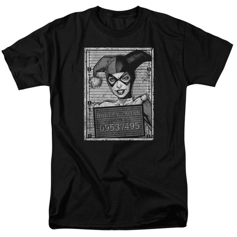 Batman-Harley Inmate - Short Sleeve Adult 18-1 Tee - Black- Small