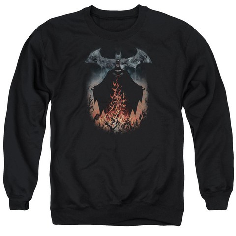Batman-Smoke & Fire - Adult Tee - Black- Extra Large