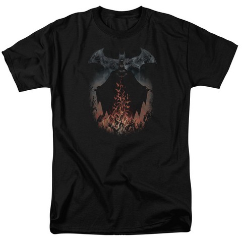 Batman-Smoke & Fire - Short Sleeve Adult 18-1 Tee - Black- 2X