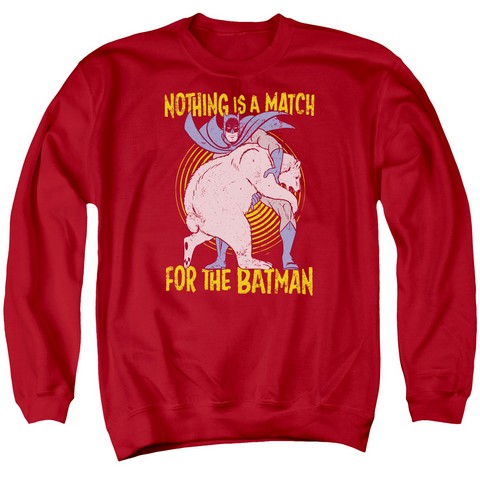 Batman-Bear Wrastling - Adult Tee - Red- 2X