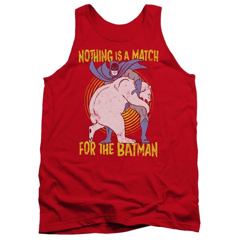 Batman-Bear Wrastling - Adult Tank Top - Red- Medium
