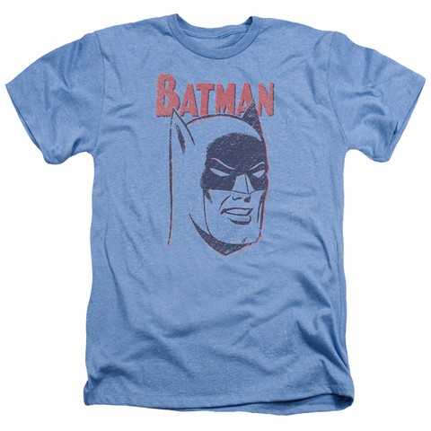 Batman-Crayon Man - Adult Heather Tee - Light Blue- 2X