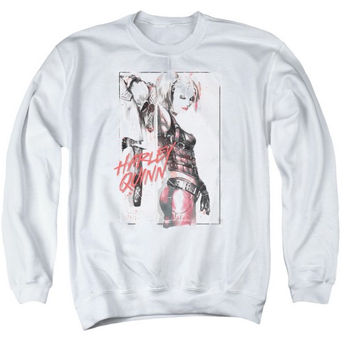 Batman-Ink Wash Harley - Adult Tee - White- Medium