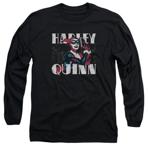 Batman-Harley Bold - Long Sleeve Adult 18-1 Tee - Black- Medium