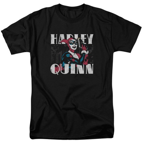 Batman-Harley Bold - Short Sleeve Adult 18-1 Tee - Black- Small