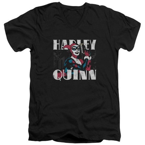 Batman-Harley Bold - Short Sleeve Adult 30-1 Tee - Black- Small