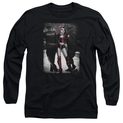 Batman-Arrest - Long Sleeve Adult 18-1 Tee - Black- Large
