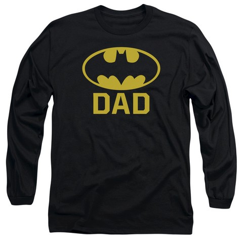 Batman-Bat Dad - Long Sleeve Adult 18-1 Tee - Black- Medium