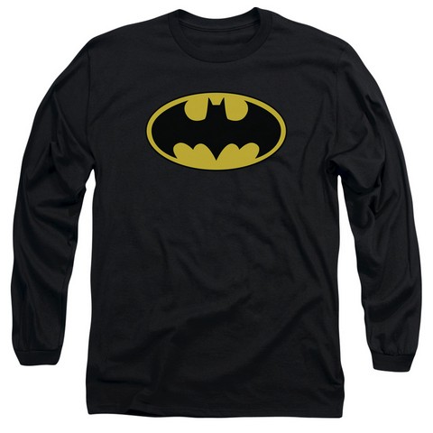 Batman-Classic Logo - Long Sleeve Adult 18-1 Tee - Black- Extra Large