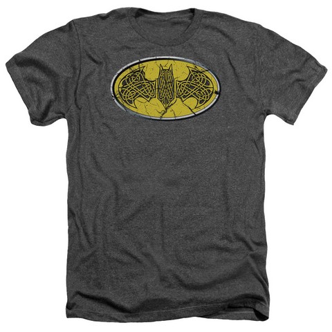 Batman-Celtic Shield - Adult Heather Tee - Charcoal- 2X