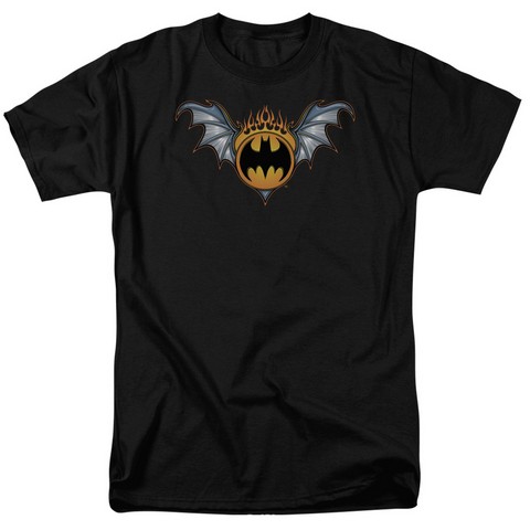 Batman-Bat Wings Logo - Short Sleeve Adult 18-1 Tee - Black- Small
