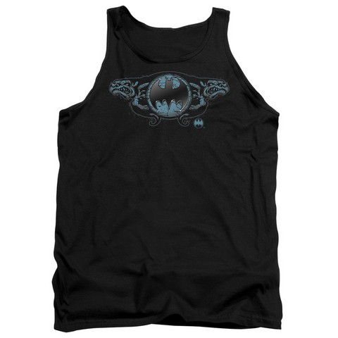 Batman-Two Gargoyles Logo - Adult Tank Top - Black- Medium