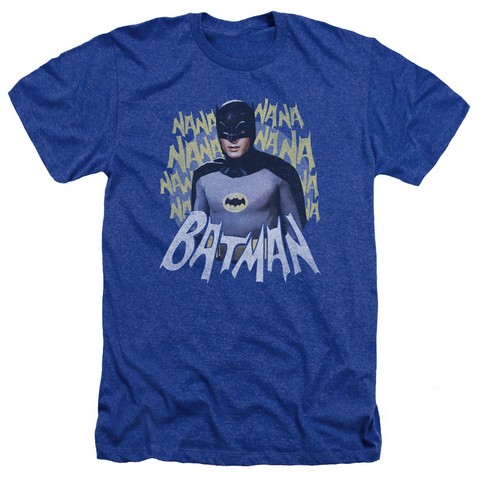 Batman Classic Tv-Theme Song - Adult Heather Tee - Royal Blue- Medium