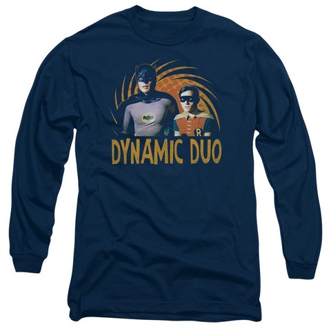 Batman Classic Tv-Dynamic - Long Sleeve Adult 18-1 Tee - Navy- 2X