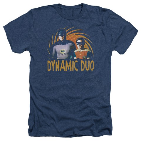 Batman Classic Tv-Dynamic - Adult Heather Tee - Navy- Small