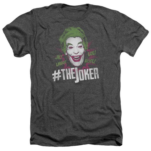 Batman Classic Tv-Joker - Adult Heather Tee - Charcoal- Medium