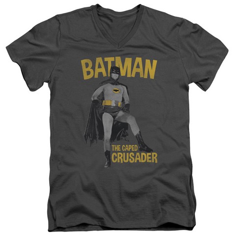 Batman Classic Tv-Caped Crusader - Short Sleeve Adult 30-1 Tee - Charcoal, Medium