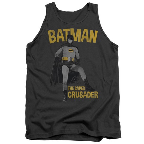 Batman Classic Tv-Caped Crusader - Adult Tank Top - Charcoal- Medium