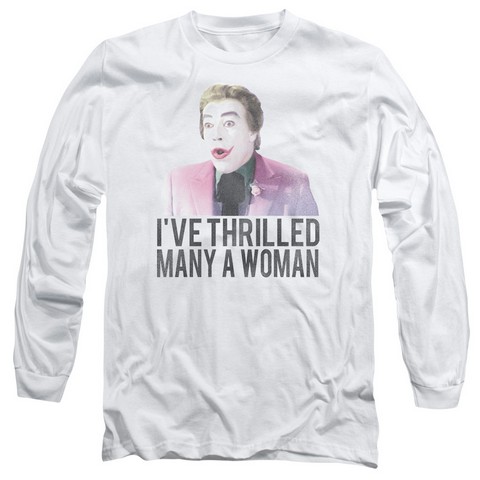 Batman Classic Tv-Thrilled - Long Sleeve Adult 18-1 Tee - White- Medium