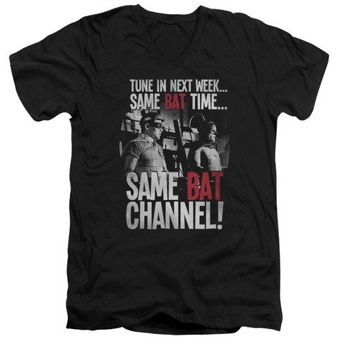 Batman Classic Tv-Bat Channel - Short Sleeve Adult 30-1 Tee - Black- Medium