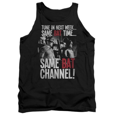 Batman Classic Tv-Bat Channel - Adult Tank Top - Black- Medium