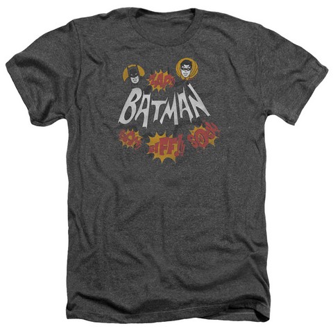 Batman Classic Tv-Sound Effects - Adult Heather Tee - Charcoal- Medium