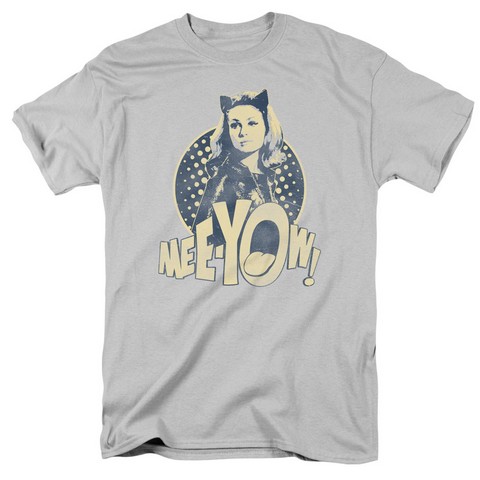 Batman Classic Tv-Meeyow - Short Sleeve Adult 18-1 Tee - Silver- Medium