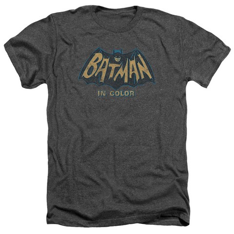 Batman Classic Tv-In Color - Adult Heather Tee - Charcoal- Medium