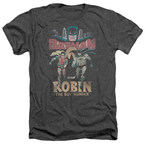 Batman Classic Tv-Classic Duo - Adult Heather Tee - Charcoal- Extra Large
