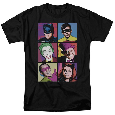 Batman Classic Tv-Pop Cast - Short Sleeve Adult 18-1 Tee - Black- Medium
